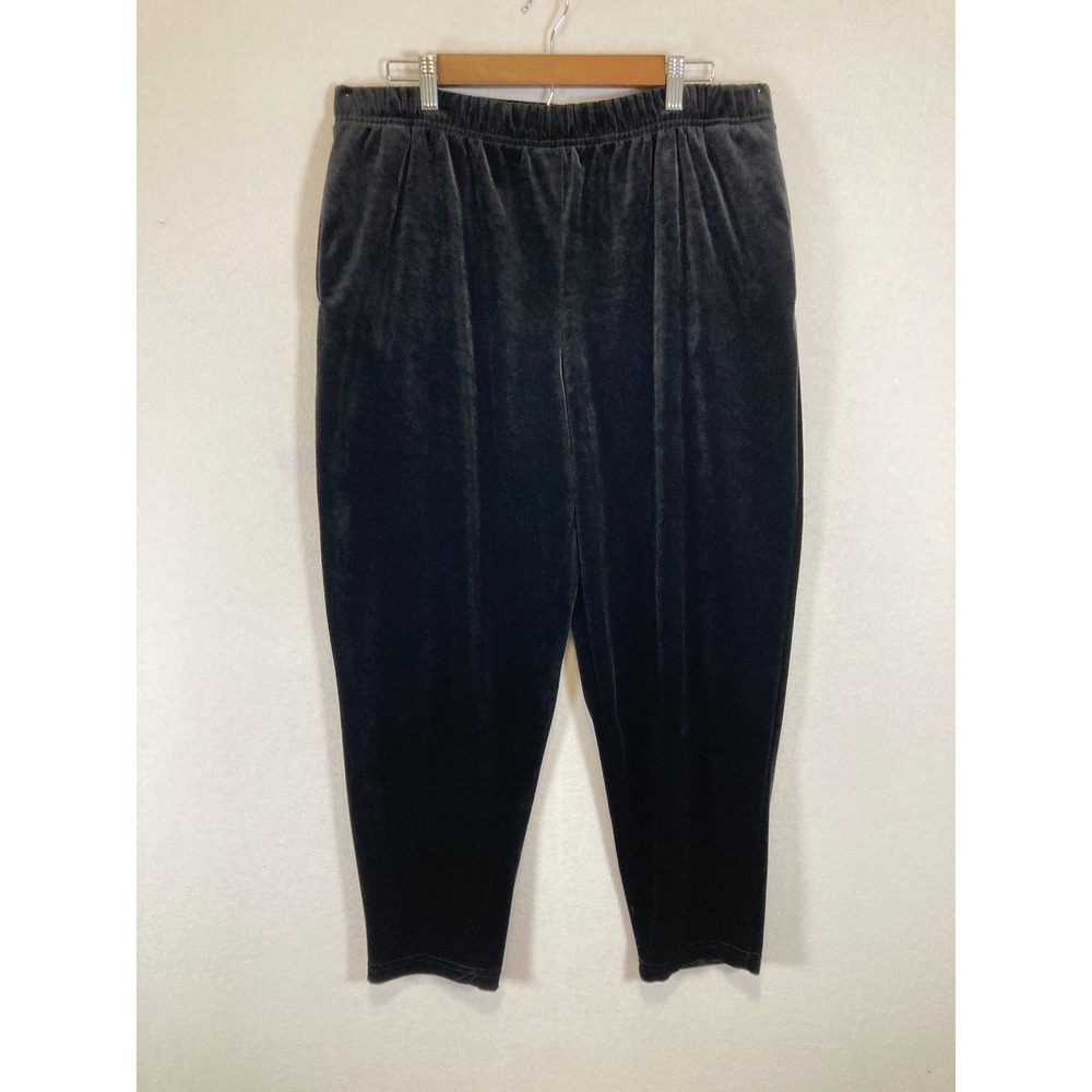 Vintage Jaclyn Smith Sport Womens Large Black Velour High Waist Tapered Pants